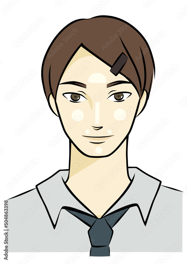 メイクをする男性の手描きイラスト(リキッドファンデーション・日焼け止め) メイクをする男性の手描きイラスト(リキッドファンデーション・日焼け止め)
