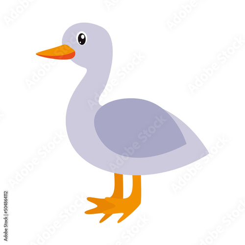 Gray goose for kids isolated on white background.