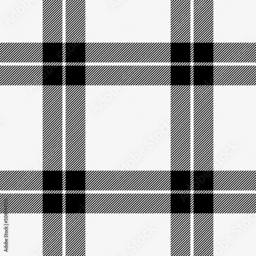 Tartan plaid. Scottish pattern in black and white cage. Scottish cage. Traditional Scottish checkered background. Seamless fabric texture. Vector illustration