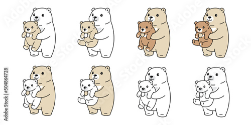 Bear vector polar bear icon logo teddy baby kid family cartoon character symbol doodle animal illustration design isolated