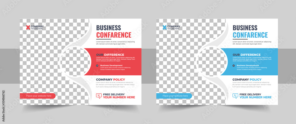 Conference flyer or invitation banner template design, Annual corporate business workshop, meeting & training promotion poster, Online digital marketing horizontal cover template Conference flyer or invitation banner template design, Annual corporate business workshop, meeting & training promotion poster, Online digital marketing horizontal cover template