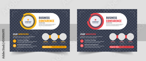 Conference flyer and invitation banner template design, Annual corporate business workshop, meeting & training promotion poster