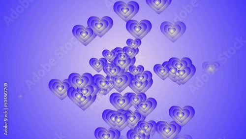 Colorful love hearts icons animation cartoon on colorful background. Valentine's day special