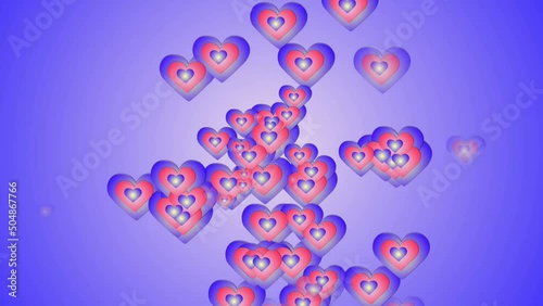 Colorful love hearts icons animation cartoon on colorful background. Valentine's day special