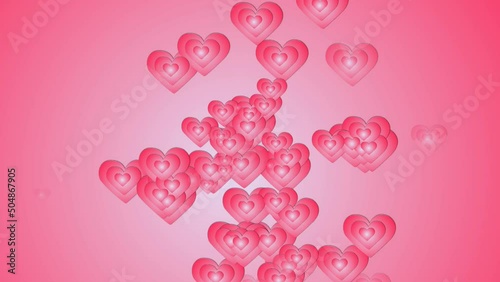 Colorful love hearts icons animation cartoon on colorful background. Valentine's day special