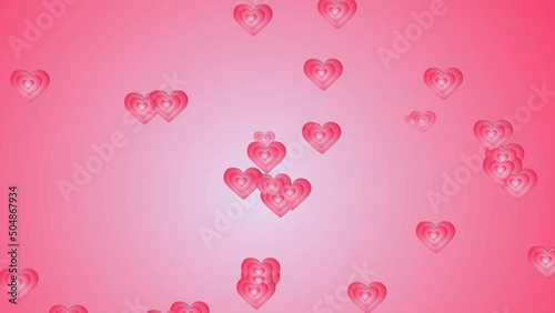 Colorful love hearts icons animation cartoon on colorful background. Valentine's day special
