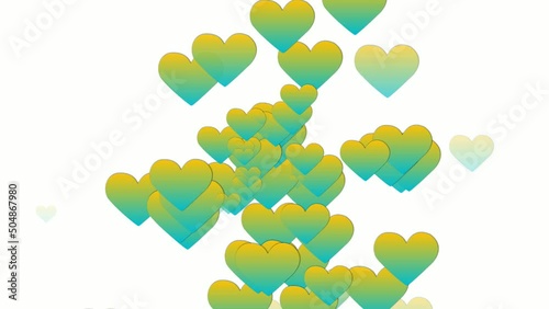 Colorful love hearts icons animation cartoon white background. Valentine's day special