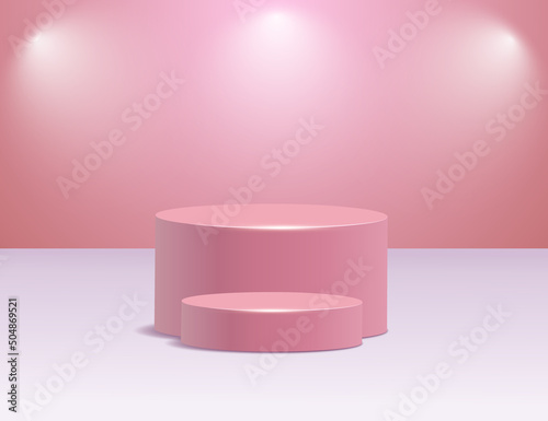 Empty 3d podium or pedestal for display product. Blank product shelf standing backdrop