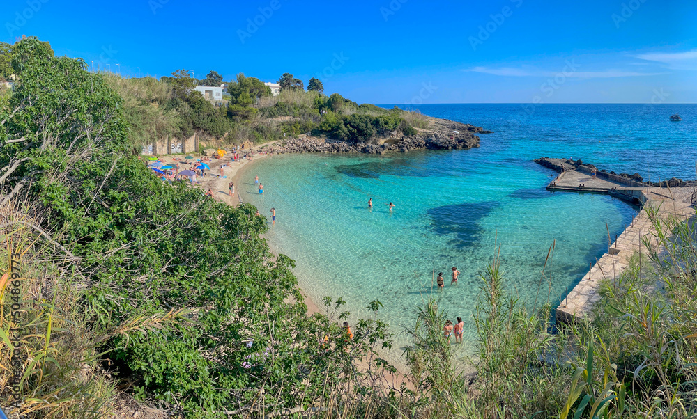 Summer panorama of Mon Rêve beach in Taranto, Puglia, Italy