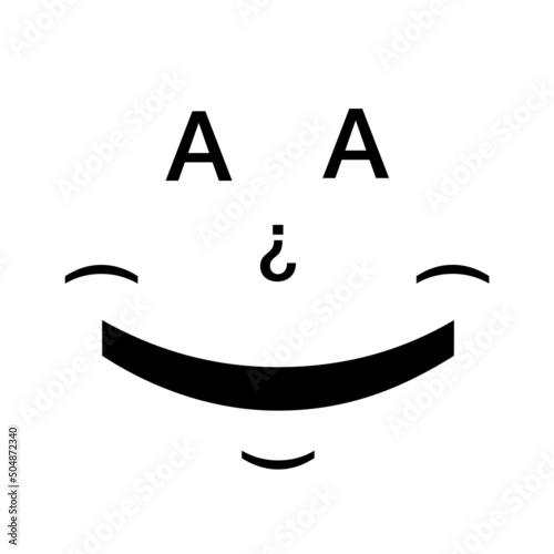 Smiley face made out of type letter A question mark and parentheses