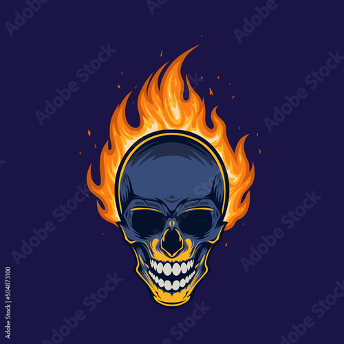 Vector Skull Head Burn on Fire Mascot Illustrations. Perfect for t-shirt, sticker, or poster.