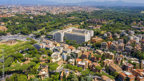 Photography Aerial view of the main headquarters of the United Nations Food and Agriculture Organization, known as FAO