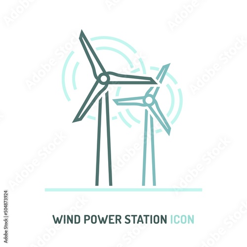 Wind power station icon. Editabel vector illustration