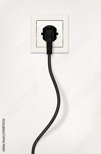 Electric plug with cord in wall socket