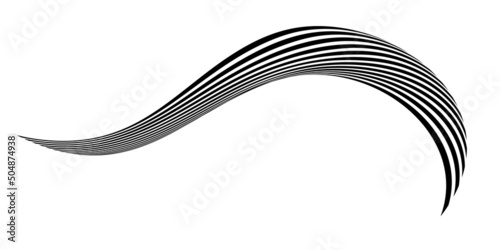 Waving flag as a brush stroke with zebra texture. Vest striped with fabric Black and white stripes curved in a bizarre way with waves curving along the trajectory