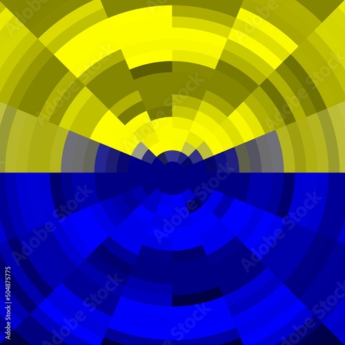 Yellow blue sparkling shapes  abstract background with lines