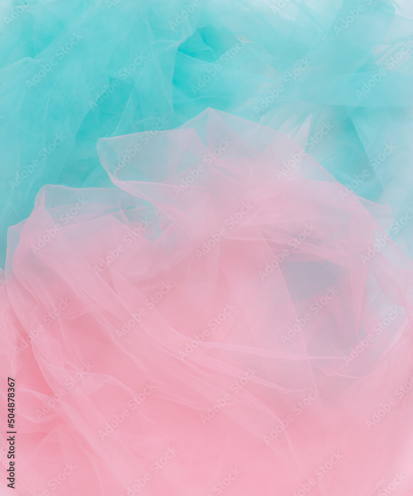 Abstract background, pink and blue light wrinkled fabric