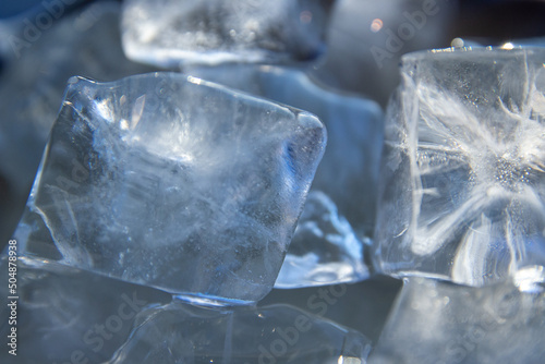 Close-up cubed ices on plate