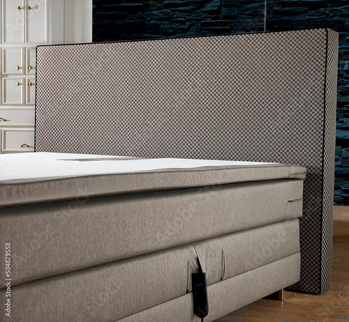 Gray color boxspring mattress set , headboard bed base