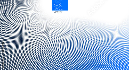 Dotted vector abstract background, blue and grey dots in perspective flow, dotty texture abstraction, big data technology image, cool backdrop.