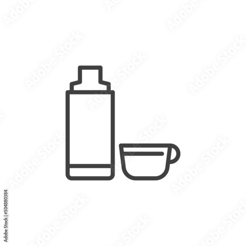 Thermo bottle and cup line icon