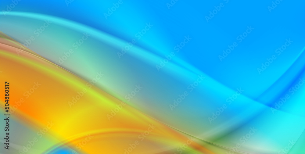 Fototapeta premium Abstract shiny blue orange waves elegant background. Vector design
