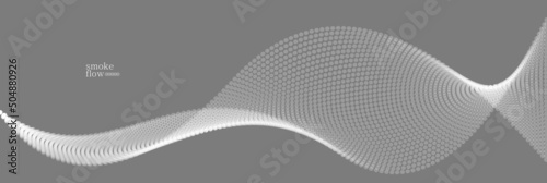 Vector abstract background with wave of flowing particles, smoke flowing grey design, smooth and soft relaxing image.