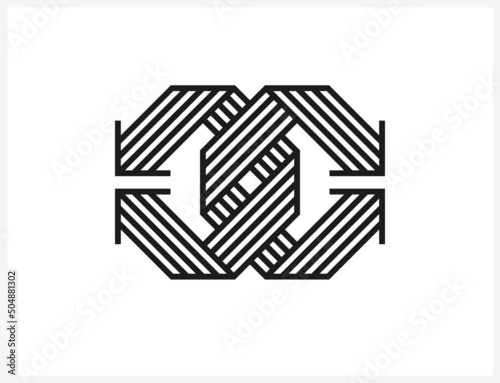 Concept arrows vector logo isolated on white, double arrows symbol pictogram, stripy icon of arrow.