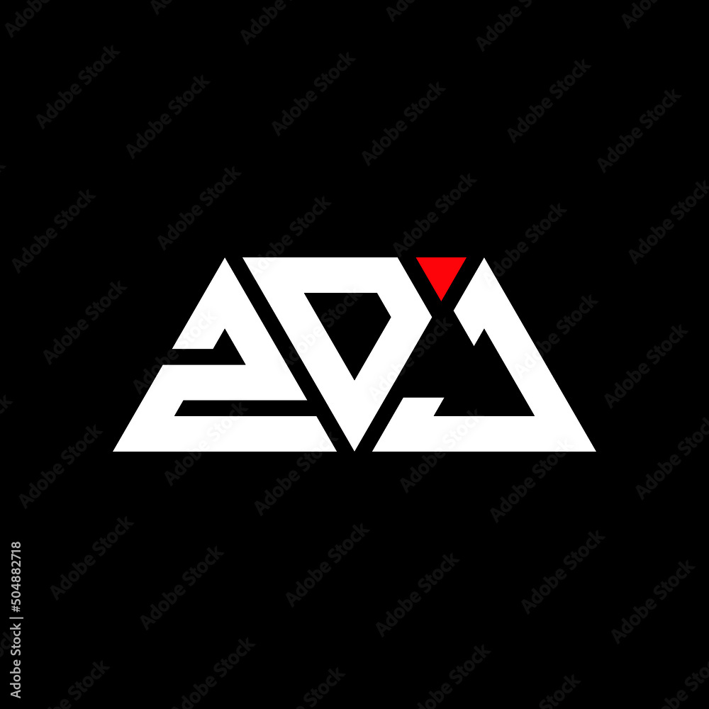 ZDJ triangle letter logo design with triangle shape. ZDJ triangle logo design monogram. ZDJ triangle vector logo template with red color. ZDJ triangular logo Simple, Elegant, and Luxurious Logo... - obrazy, fototapety, plakaty 