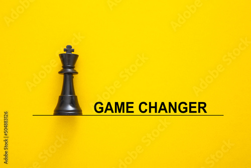 Chess King Icon on yellow Background. Game Changer Concept.
