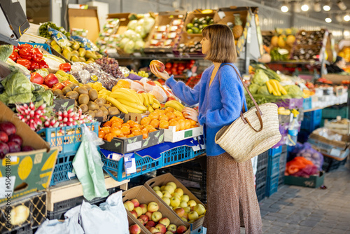 Woman shopping food at market