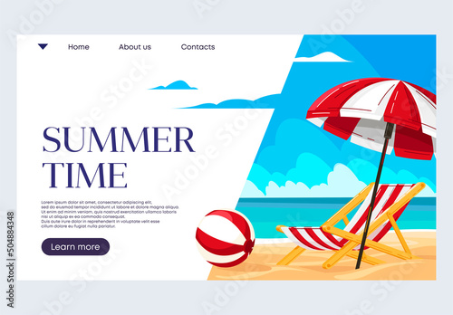 Photographie Vector illustration of a banner template for a website, the concept of summer ti