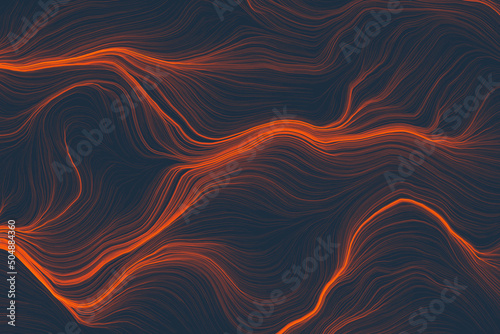Fototapeta Naklejka Na Ścianę i Meble -  Wireframe landscape elevation particle background. Abstract tech and futuristic grid lines texture 3d rendering