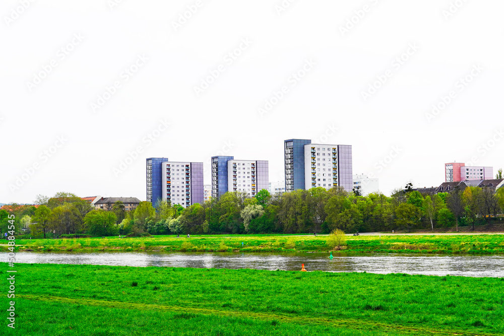 View of the city of Dresden from the banks of the Elbe.
View of the city of Dresden from the banks of the Elbe.
