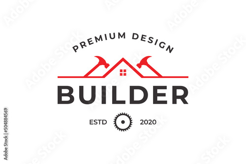 construction logo concept. building  renovation service design template
