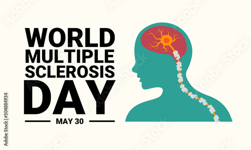 World Multiple Sclerosis Day banner, vector illustration of neuroprotective damage.