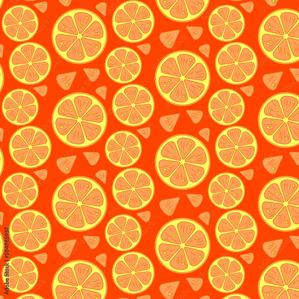 Pattern. Vector illustrations of a fresh orange icon. Design, printing, banner.
Pattern. Vector illustrations of a fresh orange icon. Design, printing, banner.