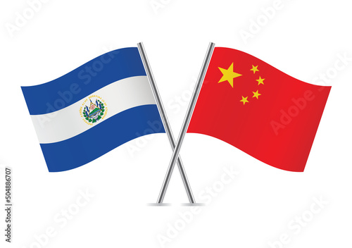 El Salvador and China crossed flags. Salvadoran and Chinese flags on white background. Vector icon set. Vector illustration. Free Download El Salvador and China crossed flags. Salvadoran and Chinese flags on white background. Vector icon set. Vector illustration. - GFXLoad