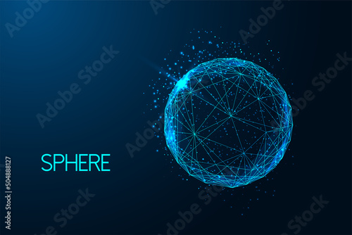 Futuristic connected sphere concept in glowing low polygonal style isolated on d Fototapet