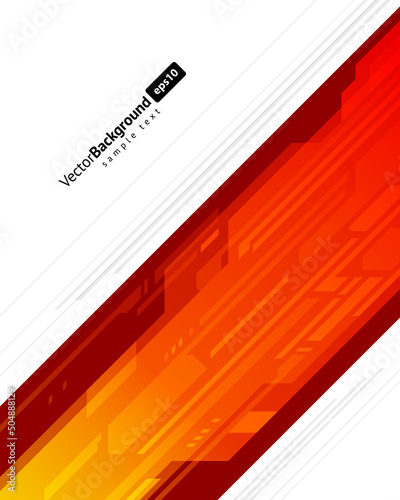 Diagonal red yellow techno stripe innovation background digital texture template vector illustration. Futuristic dynamic gradient flow movement technical traffic geometric wallpaper poster design