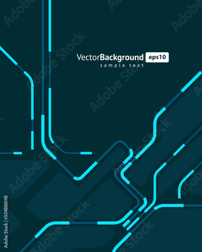 Dark microcircuit chip illuminated structure cyberspace connection engineering information poster background template vector illustration. Industrial system microprocessor technology flyer wallpaper