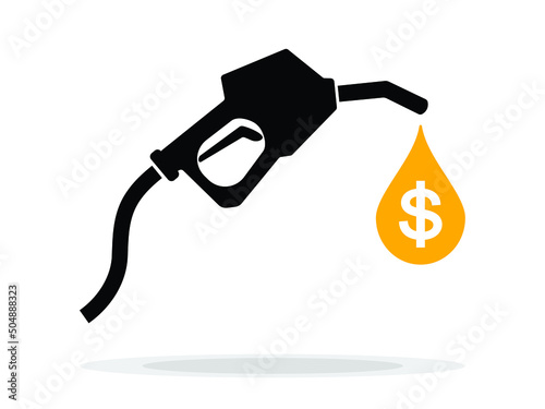 Fuel pump nozzle sign.Gasoline, Gas station icon. Vector illustration of fueling nozzle gasoline, diesel, gas isolated on white background. Petroleum fuel pump template. Pump nozzle, oil dripping.