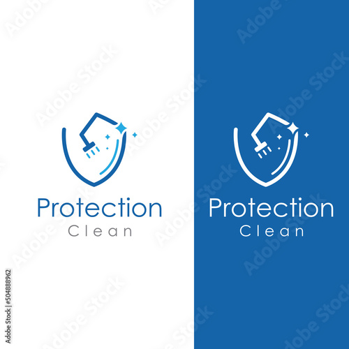 Cleaning logo, cleaning protection logo and house cleaning logo.With a template illustration vector design concept.