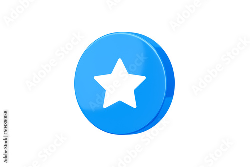 Blue rating star 3d icon isolated on white background with consumer rate review evaluation sign or user experience positive best score feedback and premium product quality achievement button symbol.