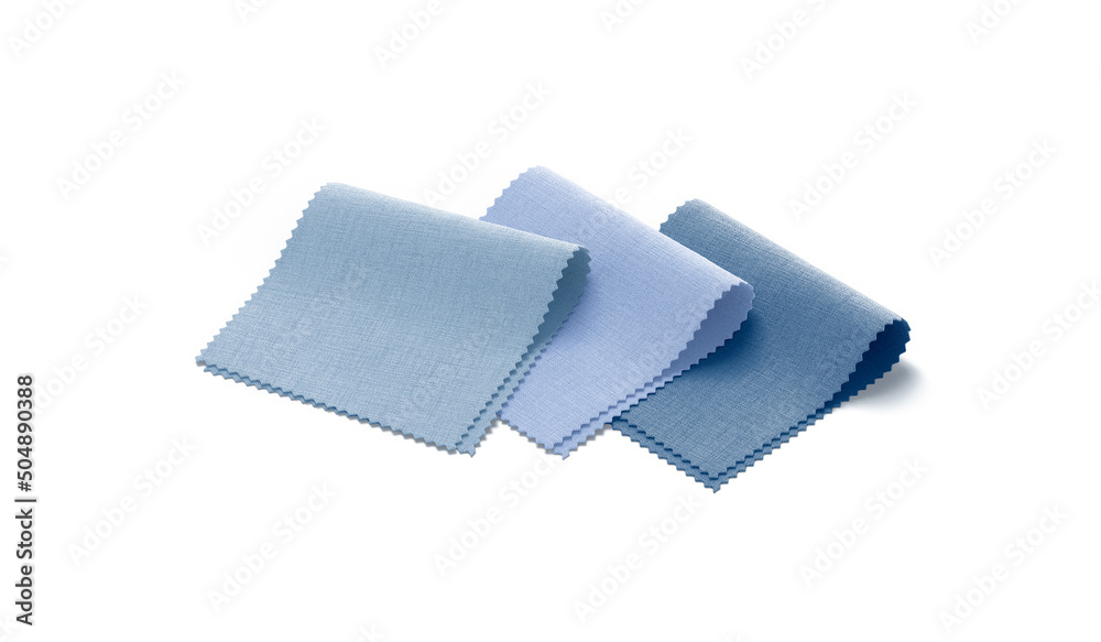 Blank colored folded fabric samples mockup, side view