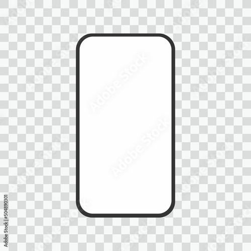 realistic smartphone blank screen, phone mockup isolated on transparent background. Template for infographics or presentation UI design interface.