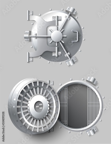 Safe box bank lock realistic vector design