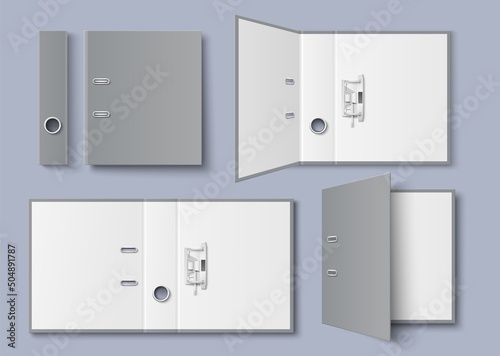 Closed and opened blank office folder mockup