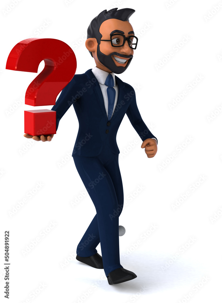 Fun 3D cartoon illustration of an indian businessman Fun 3D cartoon illustration of an indian businessman
