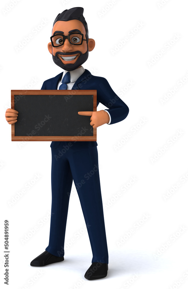 Fun 3D cartoon illustration of an indian businessman Fun 3D cartoon illustration of an indian businessman